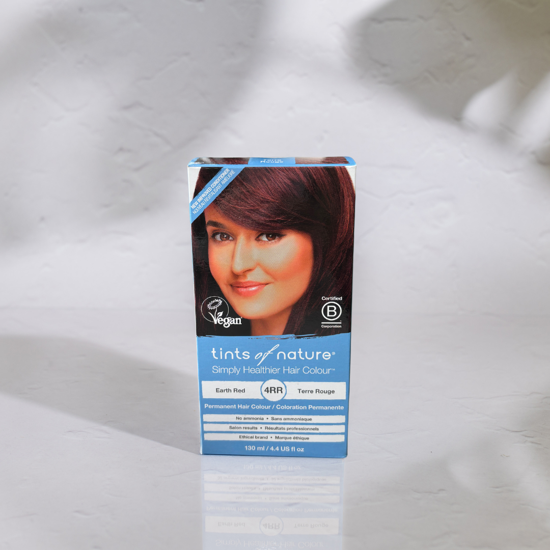 Tints of Nature vegan home hair dye box in shade 4RR earth red